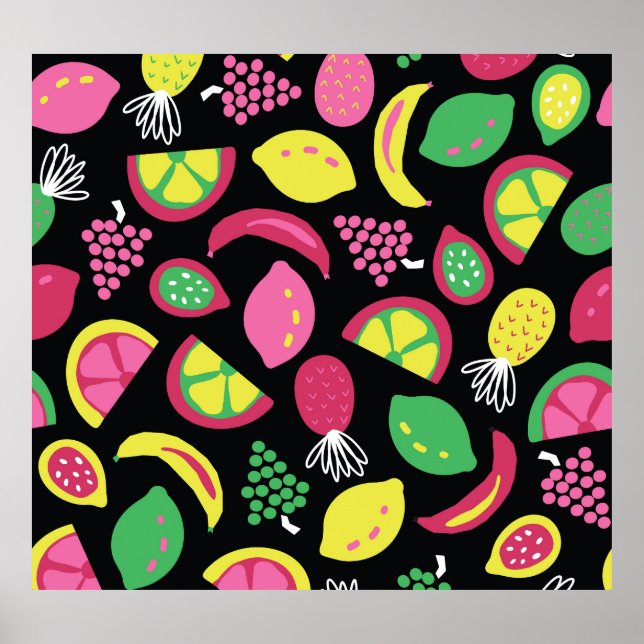 Exotic Fruits: Colourful Seamless Pattern Poster (Front)
