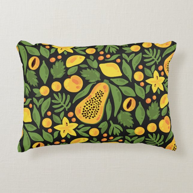 Exotic Fruits: Colourful Summer Seamless Decorative Cushion (Front)