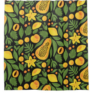 Exotic Fruits: Colourful Summer Seamless Shower Curtain