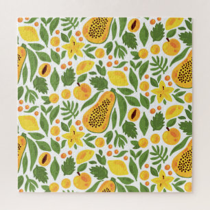 Exotic Fruits Ensemble: Papaya, Lemon, Mango Jigsaw Puzzle