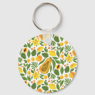 Exotic Fruits Ensemble: Papaya, Lemon, Mango Key Ring