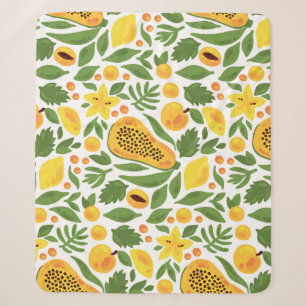 Exotic Fruits Ensemble: Papaya, Lemon, Mango Sherpa Blanket