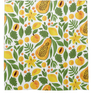 Exotic Fruits Ensemble: Papaya, Lemon, Mango Shower Curtain