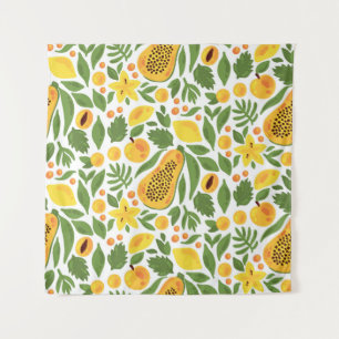Exotic Fruits Ensemble: Papaya, Lemon, Mango Tapestry