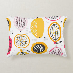 Exotic Fruits Hand-Drawn: Vintage Summer Decorative Cushion