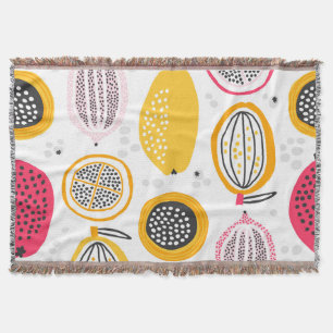 Exotic Fruits Hand-Drawn: Vintage Summer Throw Blanket