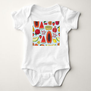 Exotic Fruits: Trendy Print Seamless. Baby Bodysuit