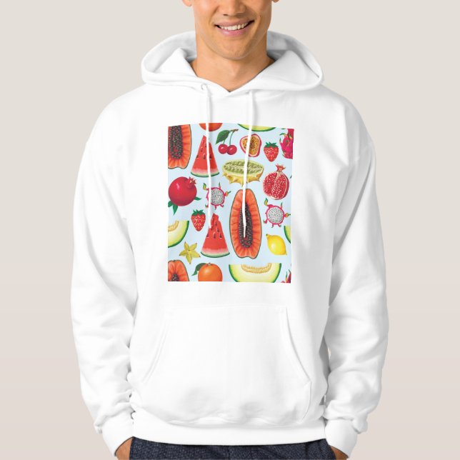 Exotic Fruits: Trendy Print Seamless. Hoodie (Front)