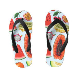 Exotic Fruits: Trendy Print Seamless. Kid's Thongs