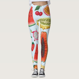 Exotic Fruits: Trendy Print Seamless. Leggings