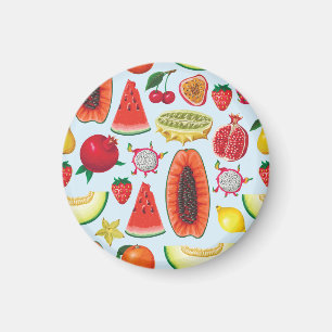 Exotic Fruits: Trendy Print Seamless. Magnet