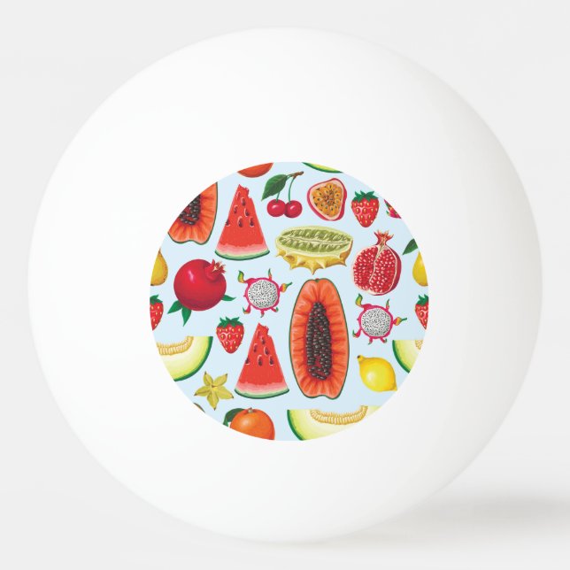 Exotic Fruits: Trendy Print Seamless. Ping Pong Ball (Front)