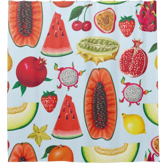 Exotic Fruits: Trendy Print Seamless. Shower Curtain (Front)