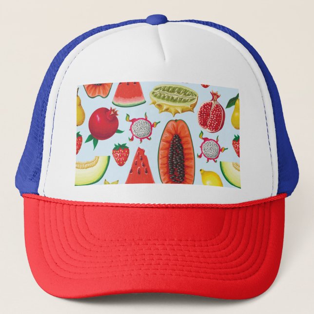 Exotic Fruits: Trendy Print Seamless. Trucker Hat (Front)