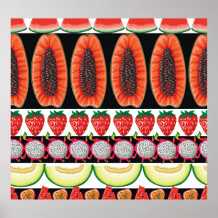 Exotic Fruits Trendy Seamless Pattern Poster