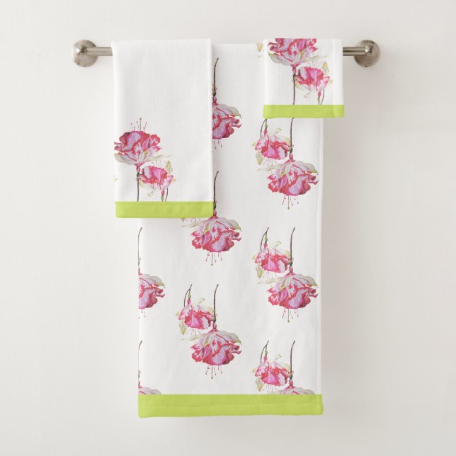 Exotic Fuchsias on a Bathroom Towel Set (Insitu)
