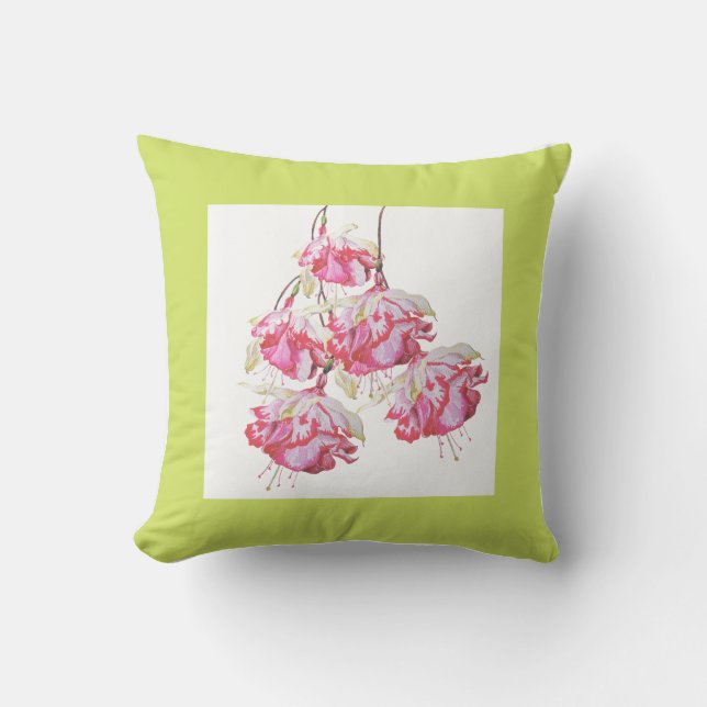 Exotic Fuchsias on a Throw Pillow (Front)