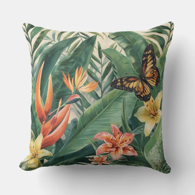 Exotic Garden Delight Throw Pillow (Front)