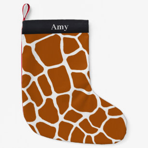 Exotic Giraffe Spots Personalised Animal Print Small Christmas Stocking