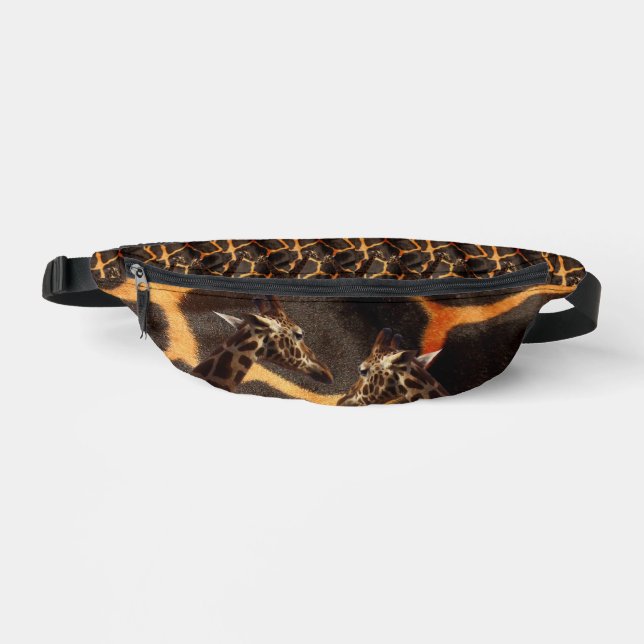 "Exotic Giraffes: On a Giraffe Patterned Canvas" Bum Bags (Front)
