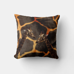 "Exotic Giraffes: On a Giraffe Patterned Canvas" Cushion