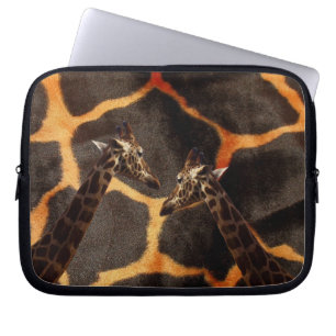 "Exotic Giraffes: On a Giraffe Patterned Canvas" Laptop Sleeve