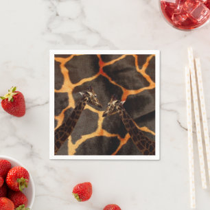 "Exotic Giraffes: On a Giraffe Patterned Canvas" Napkin