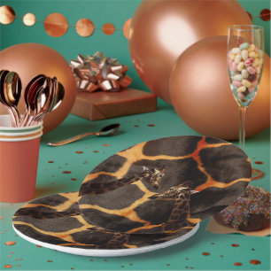 "Exotic Giraffes: On a Giraffe Patterned Canvas" Paper Plate