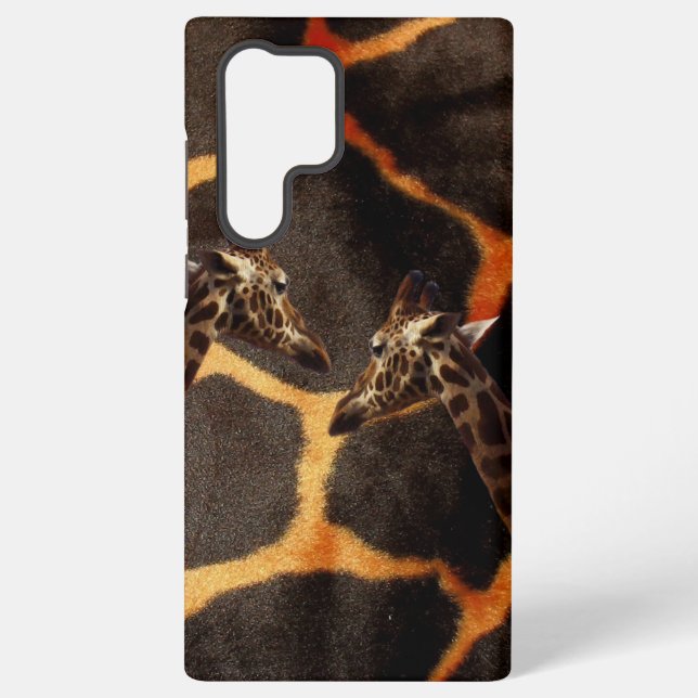 "Exotic Giraffes: On a Giraffe Patterned Canvas" Samsung Galaxy S22 Ultra Case (Back)