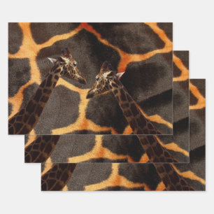 "Exotic Giraffes: On a Giraffe Patterned Canvas" Wrapping Paper Sheet