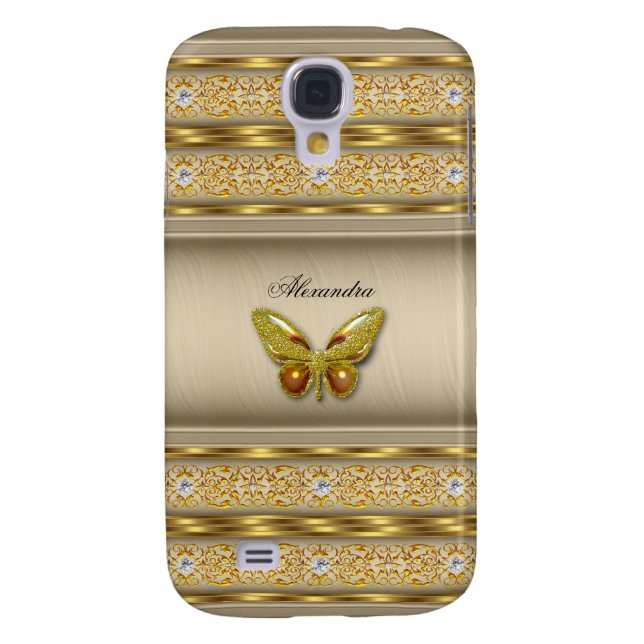 Exotic Gold Caramel Beige Butterfly Diamond 3 Case-Mate Samsung Galaxy Case (Back)