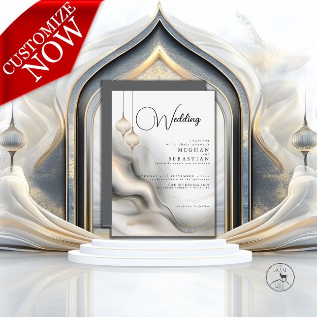 Exotic Gold Charcoal Arabian Flair Invitation (Creator Uploaded)