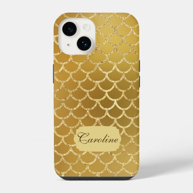 Exotic Gold Mermaid Scale Pattern iPhone Case (Back)