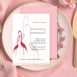 Exotic Golden Pink Flamingo Invitation