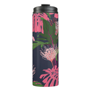 Exotic green and pink tropical palm leaves and pro thermal tumbler