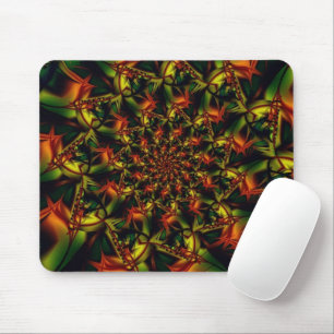 Exotic Green and Yellow Fractal Art Mouse Pad