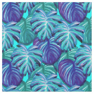 Exotic Green Leaves Pattern Fabric