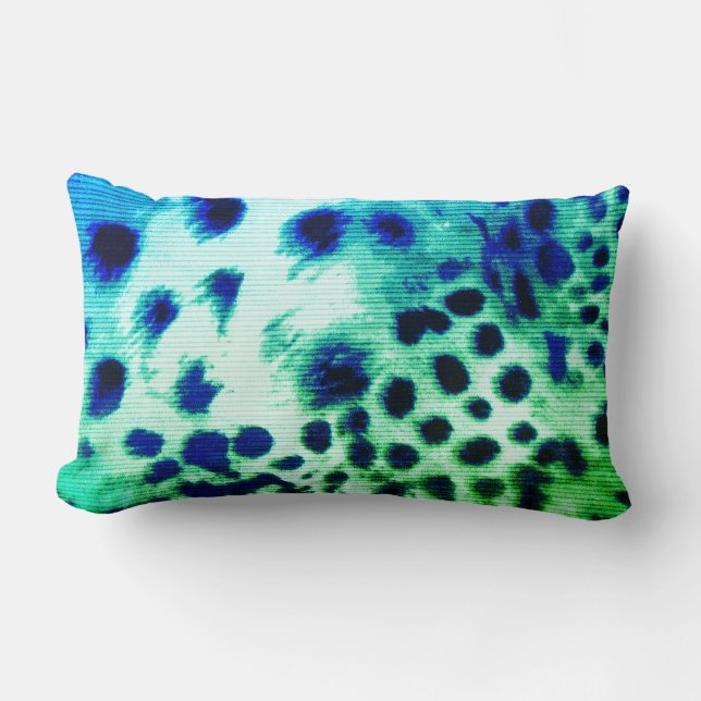 Exotic Green Leopard Print Lumbar Throw Pillow (Front)