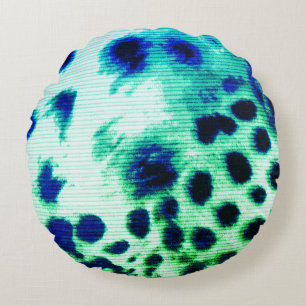 Exotic Green Leopard Print Round Throw Pillow