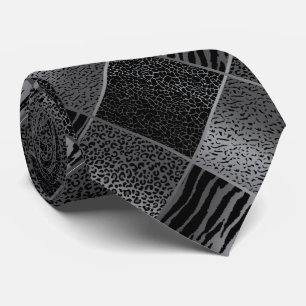 Exotic Grey Safari Animal Patterns Tie