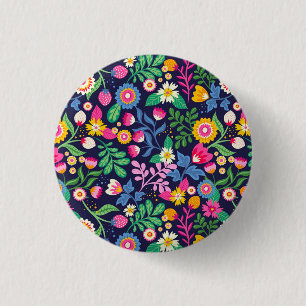 Exotic Hand Painted Floral Pattern 3 Cm Round Badge