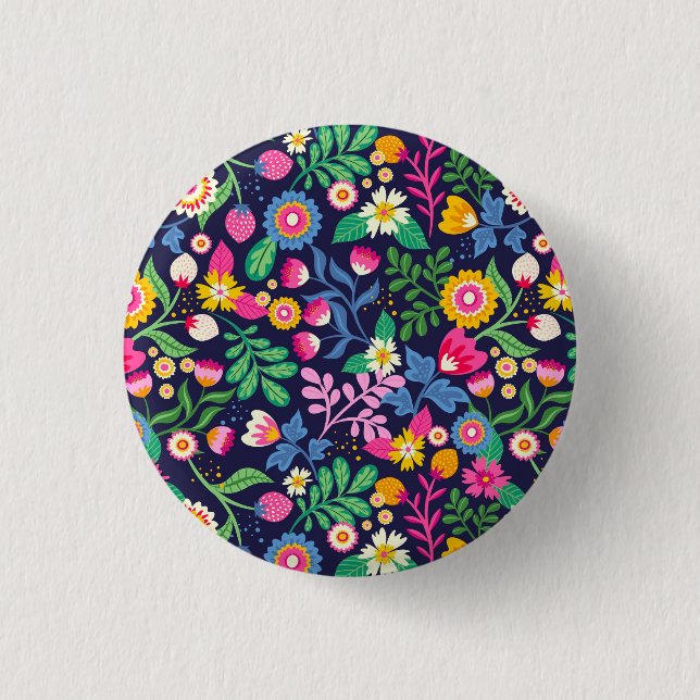 Exotic Hand Painted Floral Pattern 3 Cm Round Badge (Front)