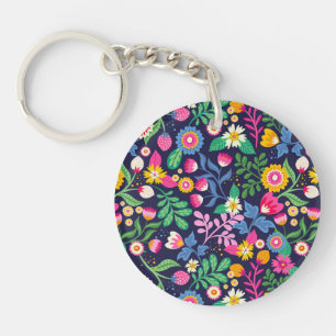 Exotic Hand Painted Floral Pattern-48330 Key Ring