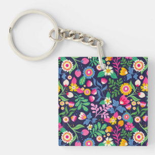 Exotic Hand Painted Floral Pattern-48330 Key Ring