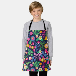 Exotic Hand Painted Floral Pattern Apron