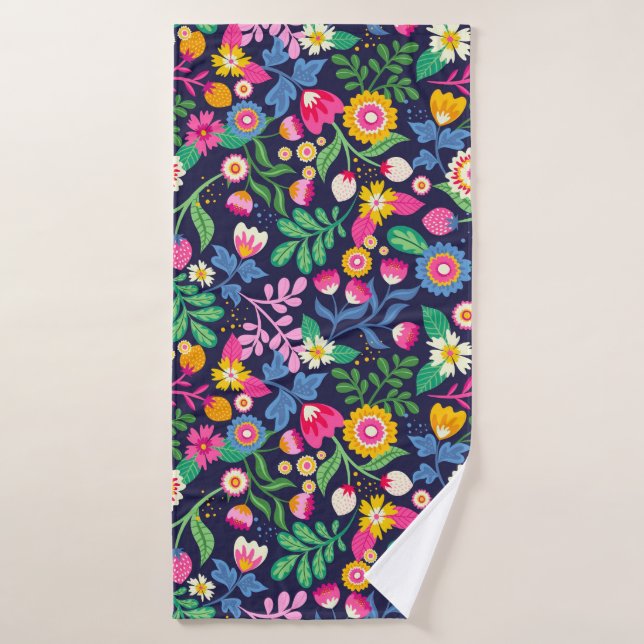 Exotic Hand Painted Floral Pattern Bath Towel (Bath Towel)