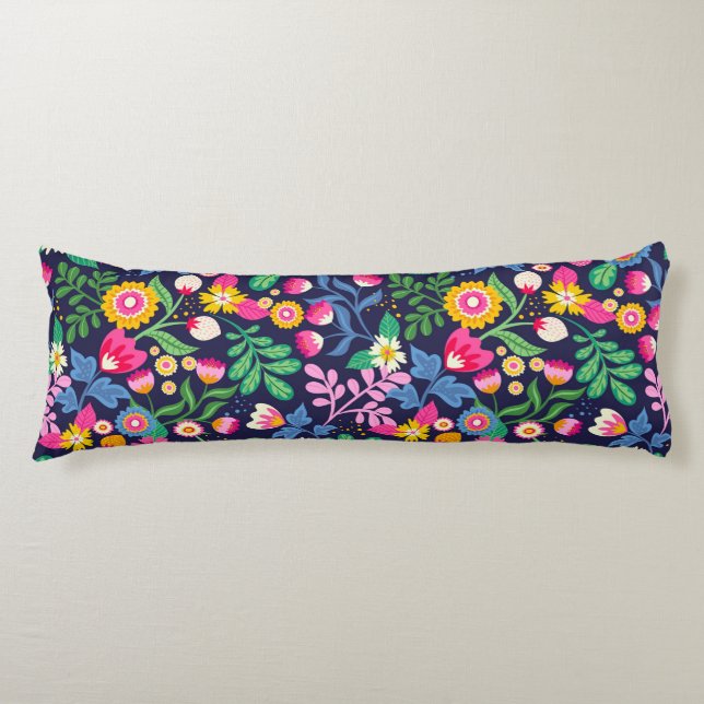 Exotic Hand Painted Floral Pattern Body Cushion (Front)