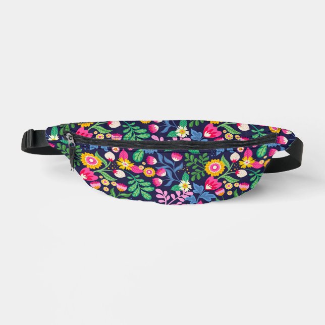 Exotic Hand Painted Floral Pattern Bum Bags (Front)