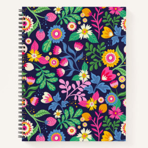 Exotic Hand Painted Floral Pattern Notebook