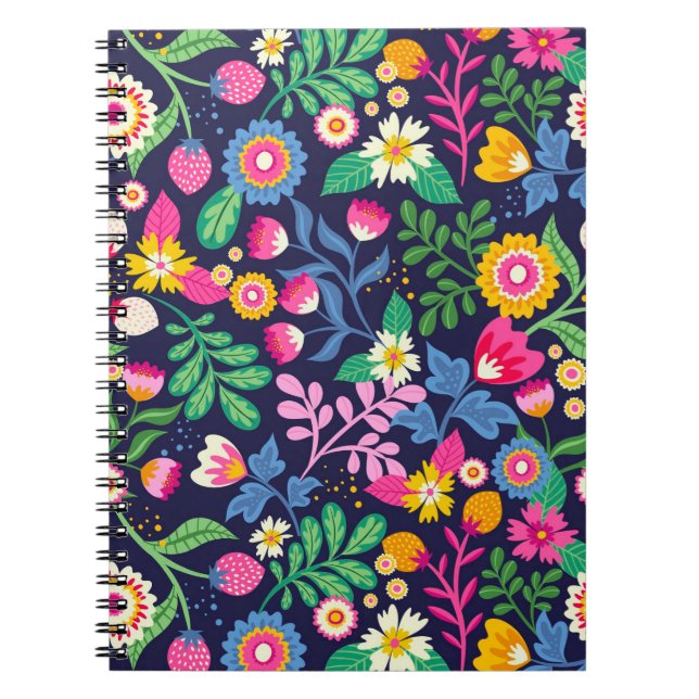 Exotic Hand Painted Floral Pattern Notebook (Front)